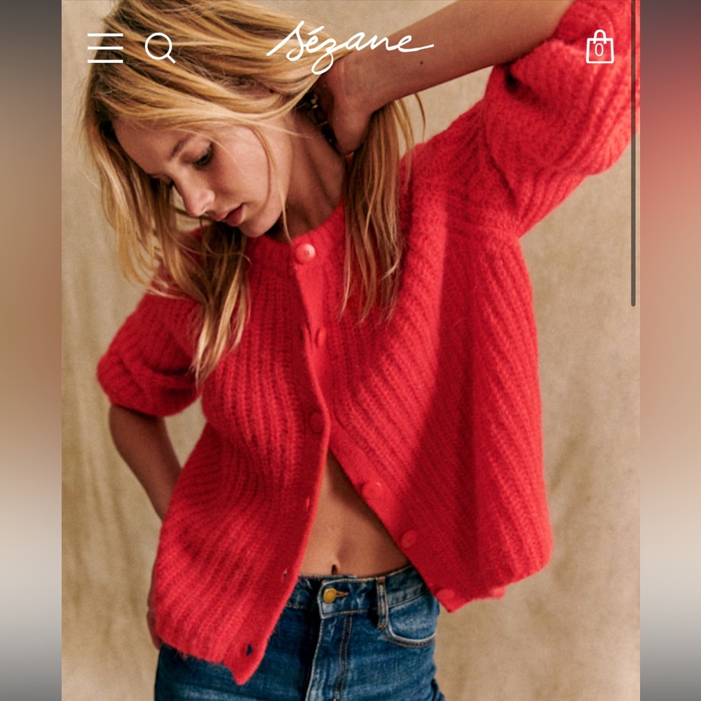 Sezane Bright Red Women's Cardigan
